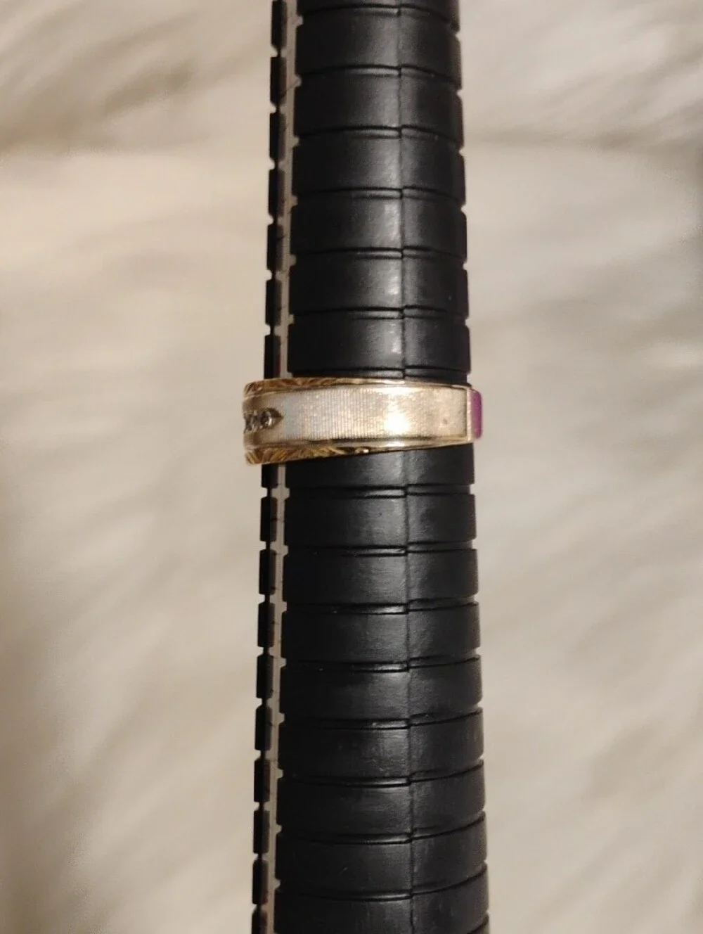 Men’s 10k Solid Gold Two-Tone Accent 5 Diamond Band